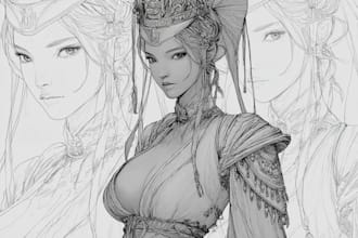 draw freehand digital scribble sketch, line art