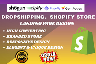 design shopify landing page, homepage or one product store with page builder