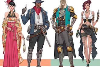 make 2d character concept art for you