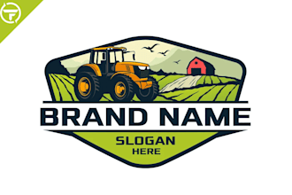 design gardening, ranch, field, farm, plants, organic logo