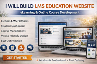 build lms education website, elearning online course educational lms website