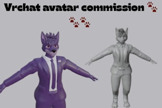 custom or edit vr chat furry avatar vrchat vrc character vtuber nsfw 3d model