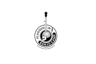 design iconic funky banjo music based event logo