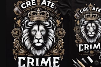 create retro t shirt luxury lion crown coat of arms logo