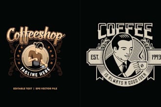 make vintage cup of hot coffee illustration logo
