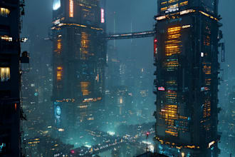 do cyberpunk scifi futuristic city
