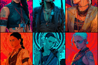 draw sci fi , cyberpunk, mecha, fantasy character design