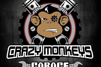 do custom grease monkey logo design automotive, garage, mechanic branding