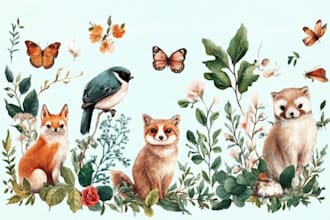 draw an animal and botanical illustration