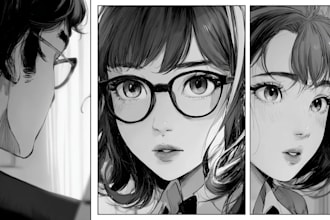 draw webtoon, manhwa, manga panels in anime style