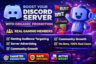 promote your dayz, rust fivem, discord server, active fivem server promotion