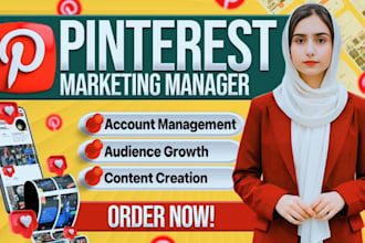 grow your pinterest with SEO pins, boards, promotion as marketing manager