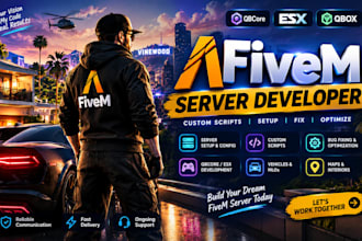 be your expert fivem developer,script system,esx,qb core, map,redm vorp server