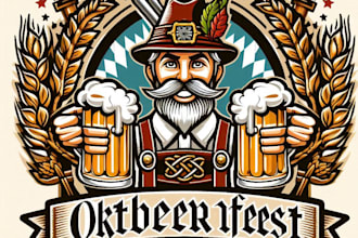 design high quality oktoberfest mascot logo with t shirt design
