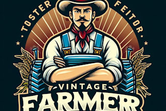 design high quality vintage farmer tractor logo with t shirt design