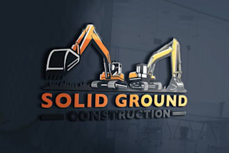 design concrete, slab, construction and builder logo