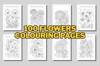 send you 100 flower colouring book pages for your amazon KDP