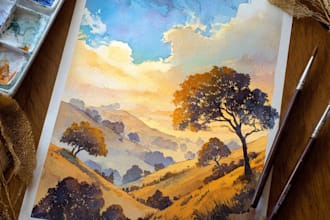 paint original watercolor landscape painting