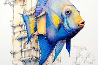 draw high quality color pencil sketch, watercolor, line art, pen sketch