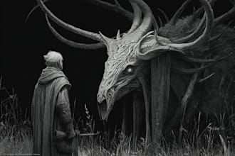 draw concept art or illustration, fantasy, horror, scifi