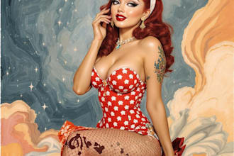 draw a pin up girl and pin up girl illustration