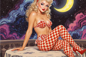 draw a pin up girl and pin up girl character art