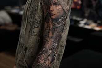 create sleeve tattoo design in geometric style