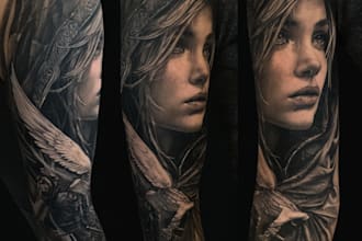 do sleeve tattoo design in geometric style