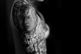 draw sleeve tattoo design in geometric style