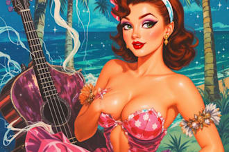 draw a pin up girl and pin up girl illustration