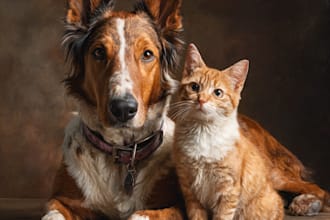 create realistic digital pet portrait dog, cat, horse