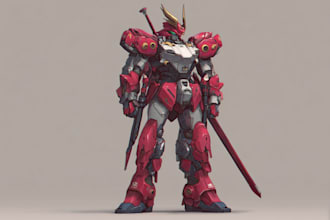 draw mecha robot,armor,gundam in anime or realism style