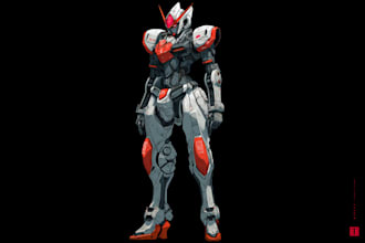 draw mecha robot gundam illustrations