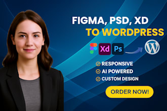 convert figma, PSD or xd to wordpress, elementor or divi website and custom code