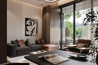 visualize 3d neoclassic living interior, office, 3d working space,cgi reception