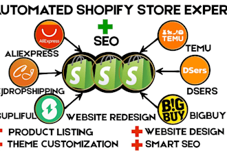 build shopify dropshipping store shopify website via bigbuy modalyst autods
