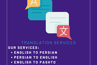 translate english to dari, persian and pashto with accuracy