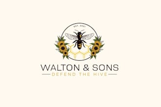 design family owned honey bee company logo