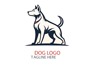 design creative cute dog line logo with express delivery