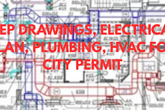 design mep drawings, electrical plan, plumbing, ventilation,hvac for city permit