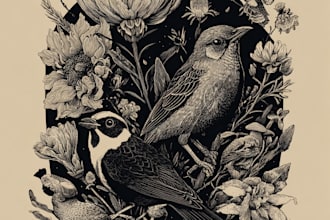 draw botanical and animal designs and patterns for you