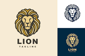design high quality abstract lion face line logo within 12 hours