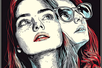 draw a custom portrait in linocut style