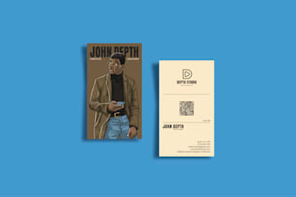 provide custom portrait illustration business card design