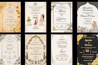 design a unique wedding invitation card in english
