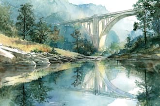 draw original watercolor landscape or architecture art