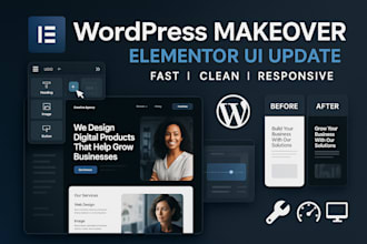 redesign your wordpress website, update UI and make expert edits using elementor