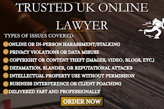 write a UK cease and desist letter for harassment, privacy or copyright issues