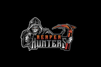 design traditional reaper hunters gamer clean logo