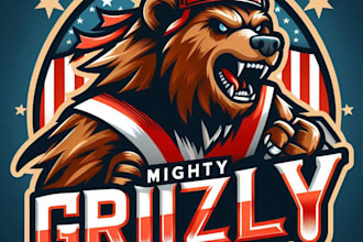 design high quality vintage grizzly bear mascot logo with t shirt design